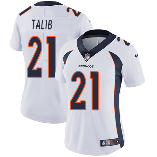 Nike Broncos #21 Aqib Talib White Women's Stitched NFL Vapor Untouchable Limited Jersey